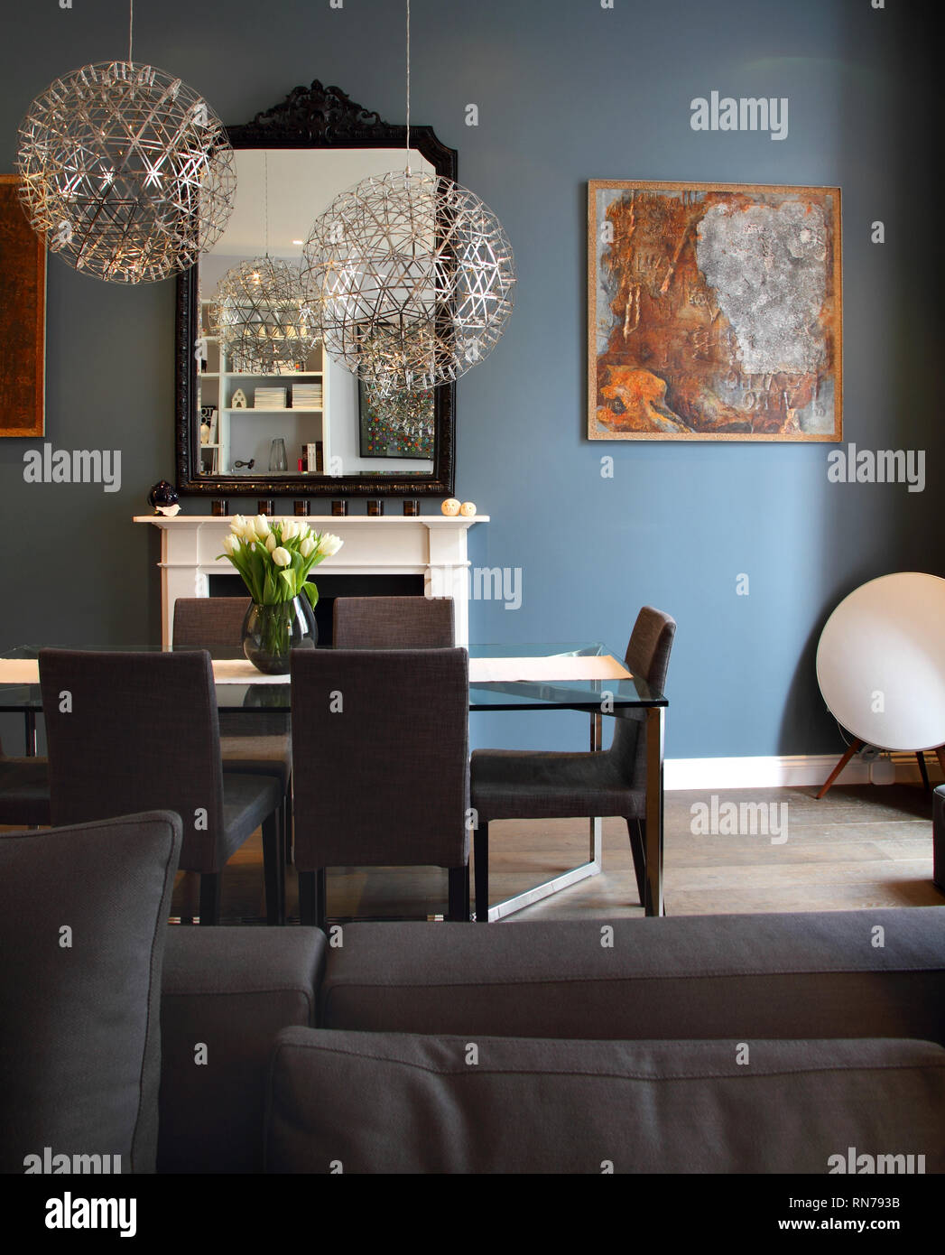 Cuisine-séjour en appartement à Londres Banque D'Images