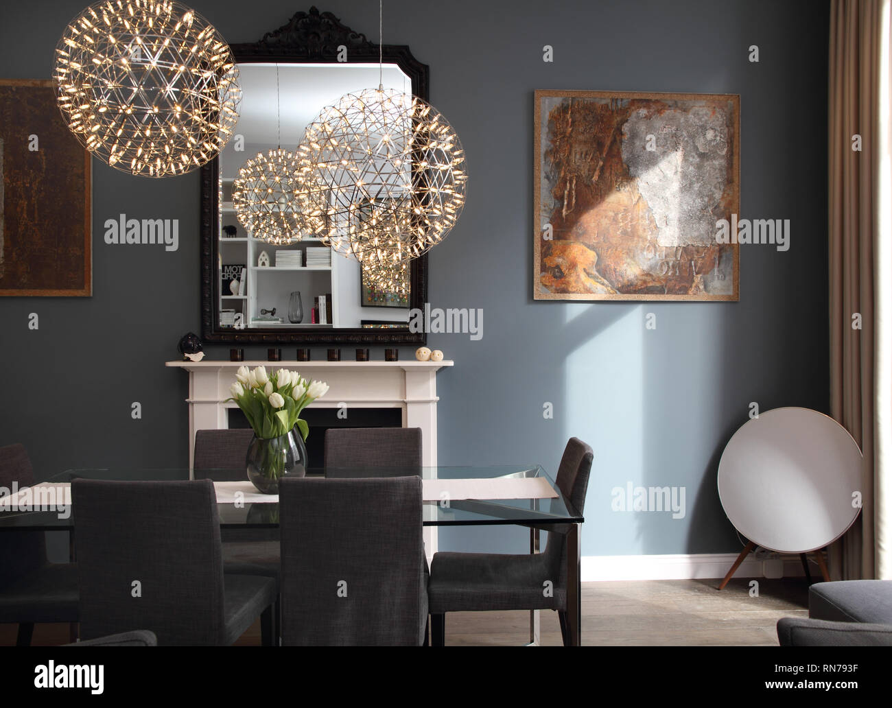 Cuisine-séjour en appartement à Londres Banque D'Images