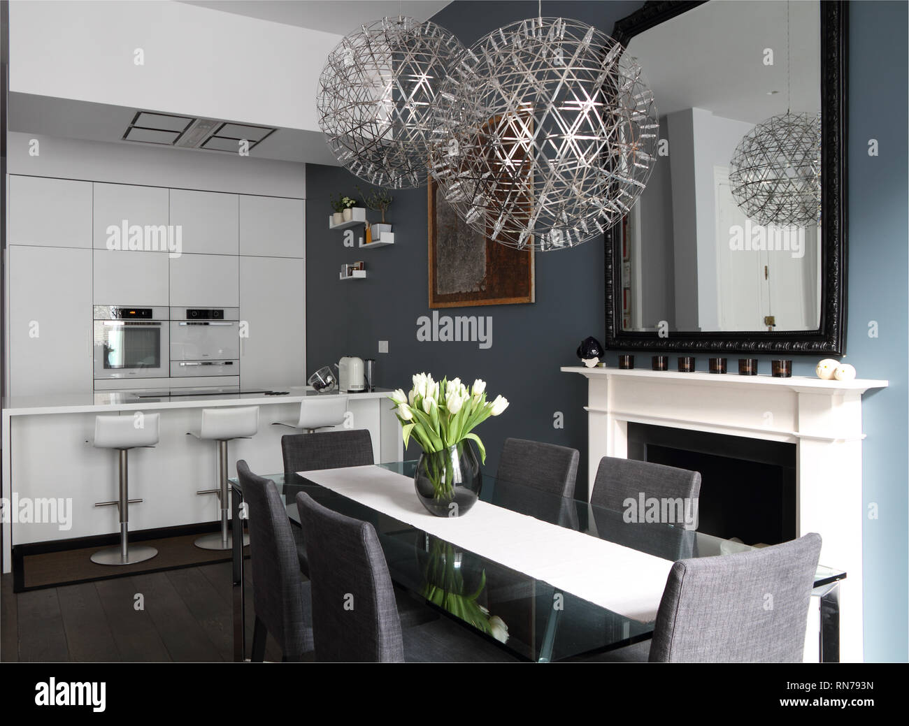 Cuisine-séjour en appartement à Londres Banque D'Images