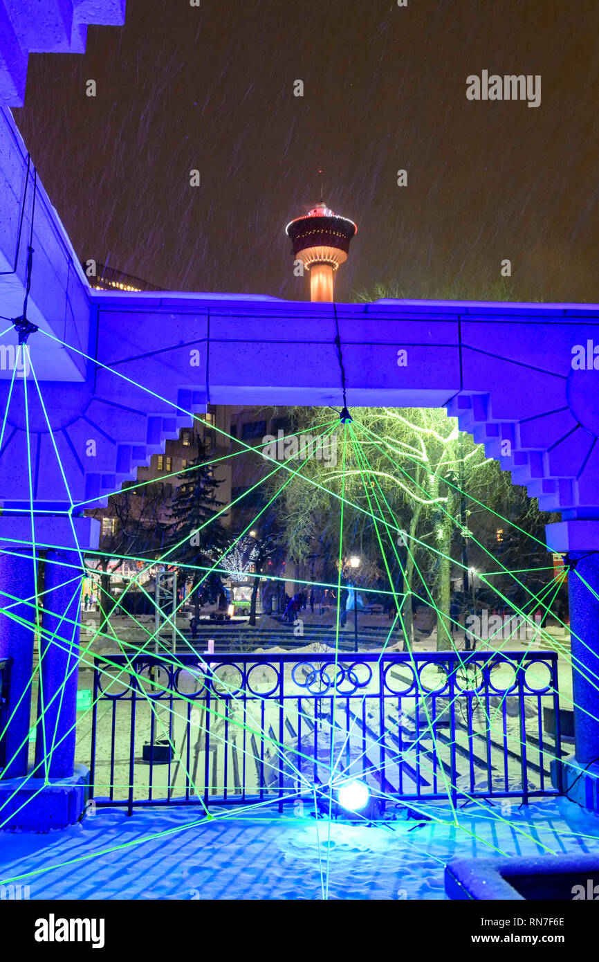 Lumière d'hiver bougie Festival au centre-ville de Calgary Olympic Plaza Banque D'Images