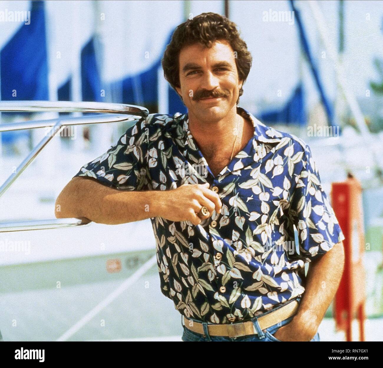 TOM SELLECK, Magnum P.I., 1980 Banque D'Images