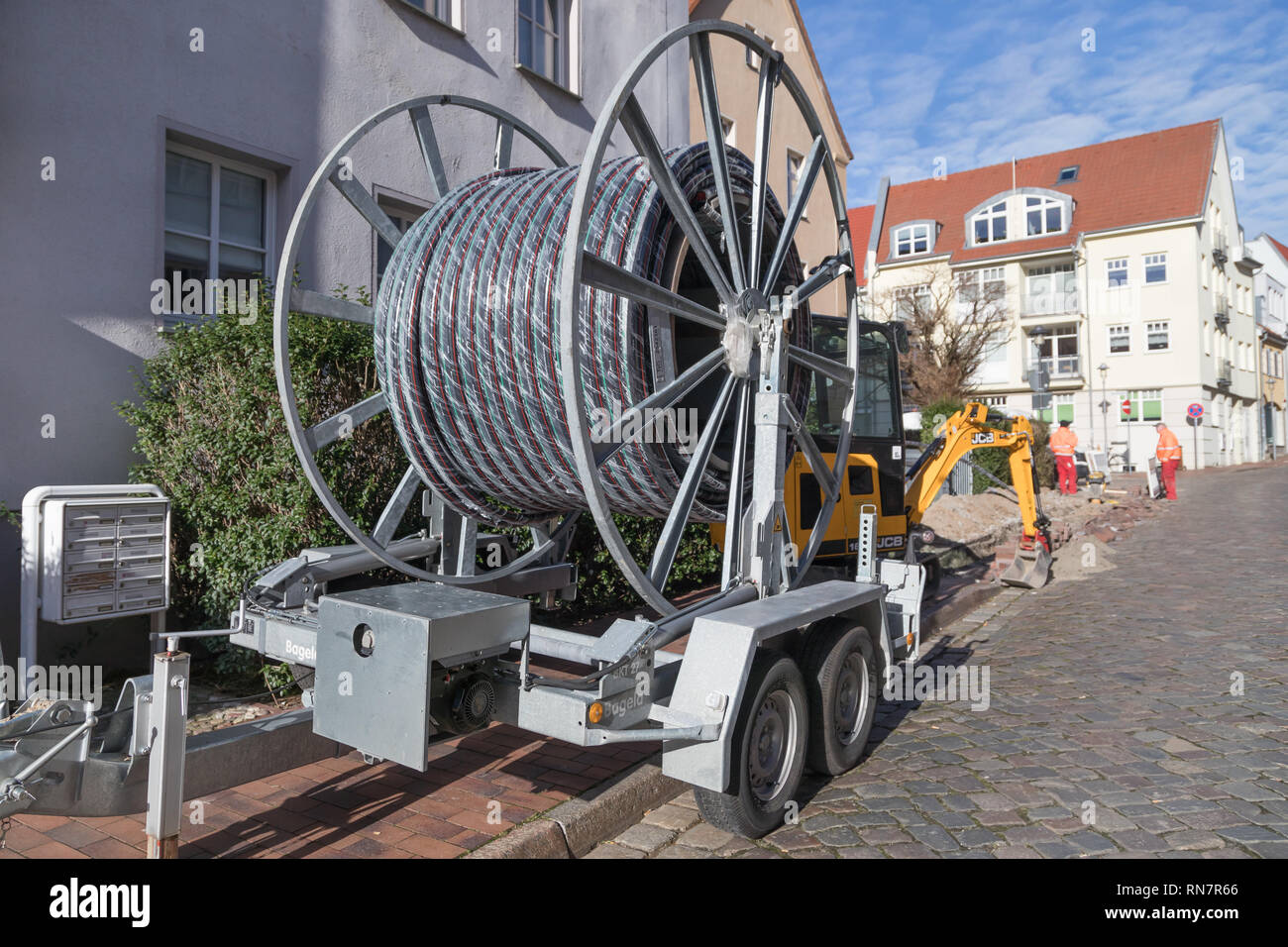 Câble à large bande sur une remorque Banque D'Images