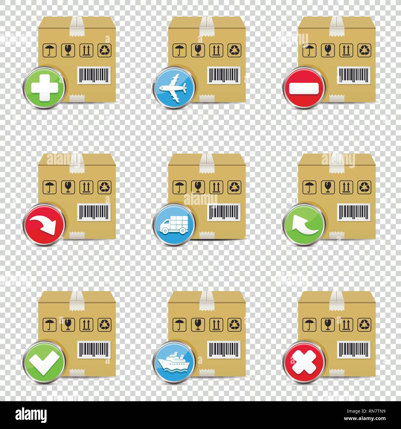 Expédition Vector icons set isolé sur fond transparent Illustration de Vecteur