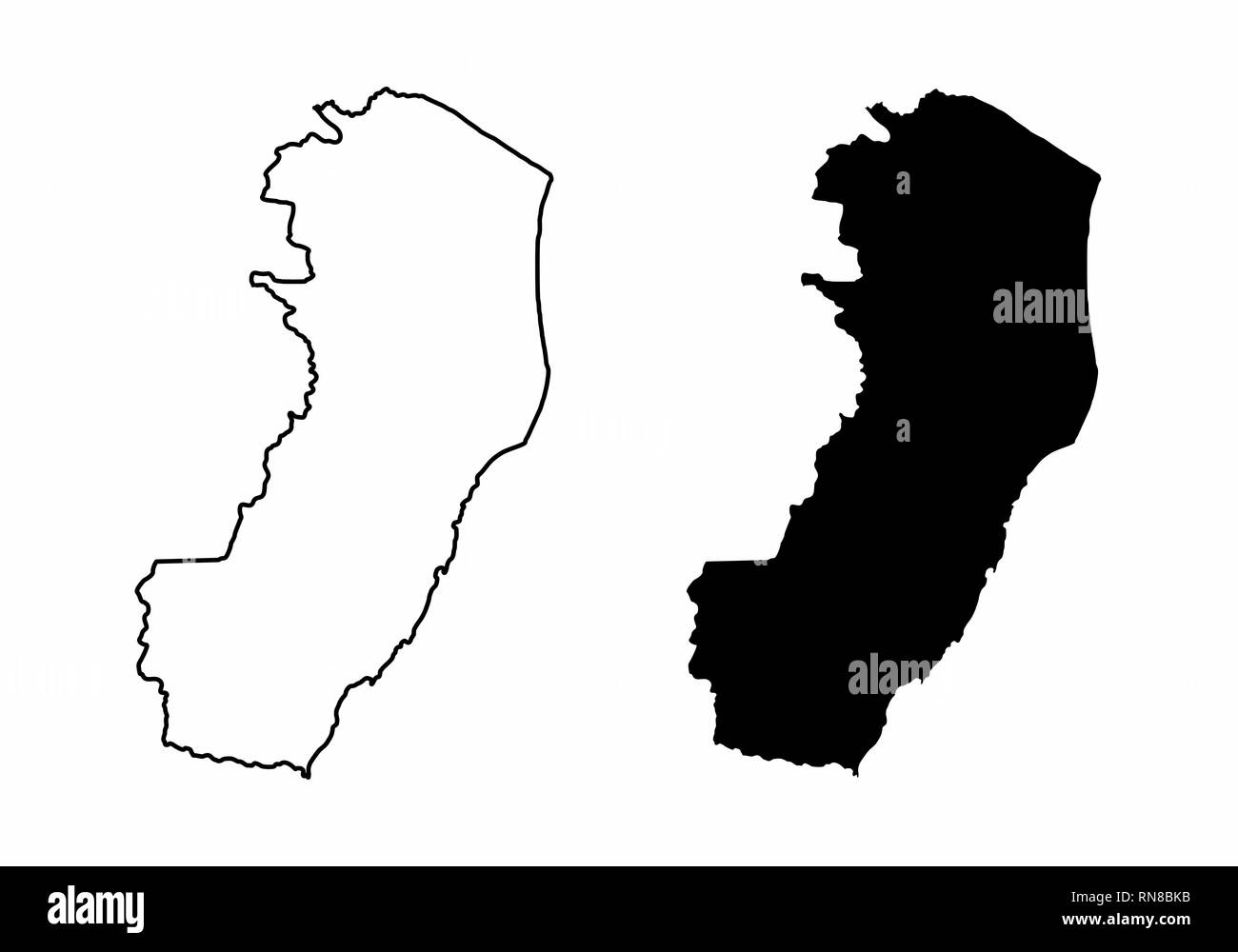 Cartes en noir et blanc de l'état d'Espirito Santo, Brésil Illustration de Vecteur
