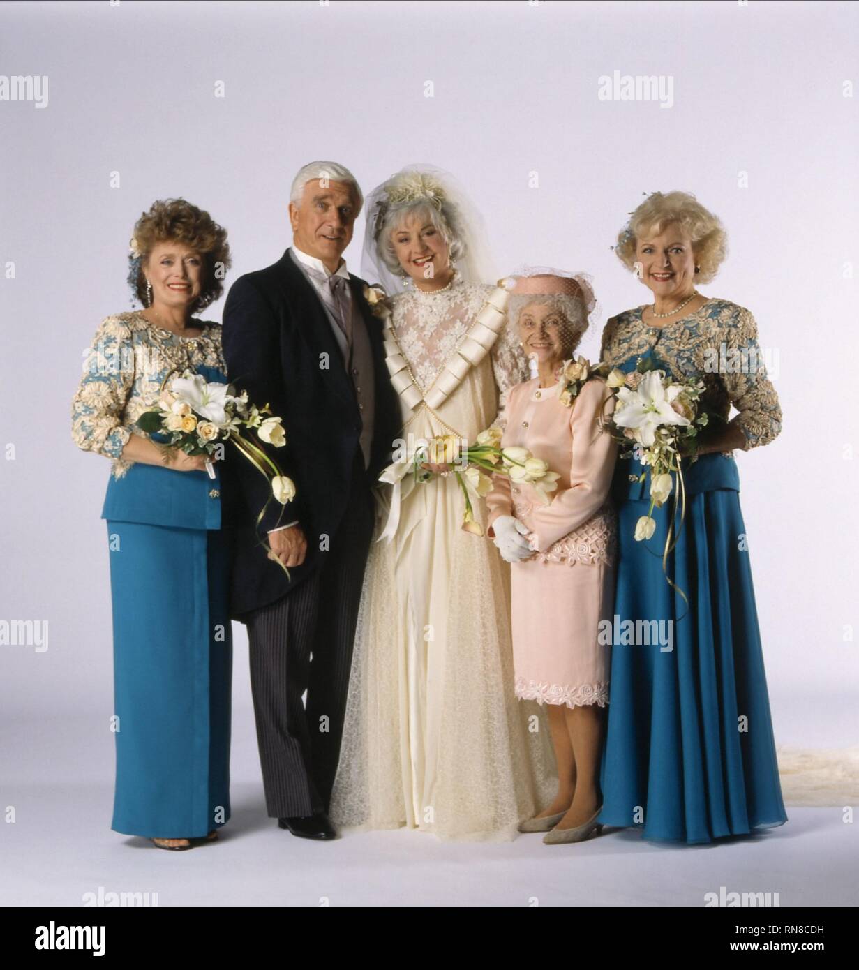 RUE MCCLANAHAN, Leslie Nielsen, BEA ARTHUR, ESTELLE GETTY, BETTY WHITE, GOLDEN GIRLS, 1985 Banque D'Images