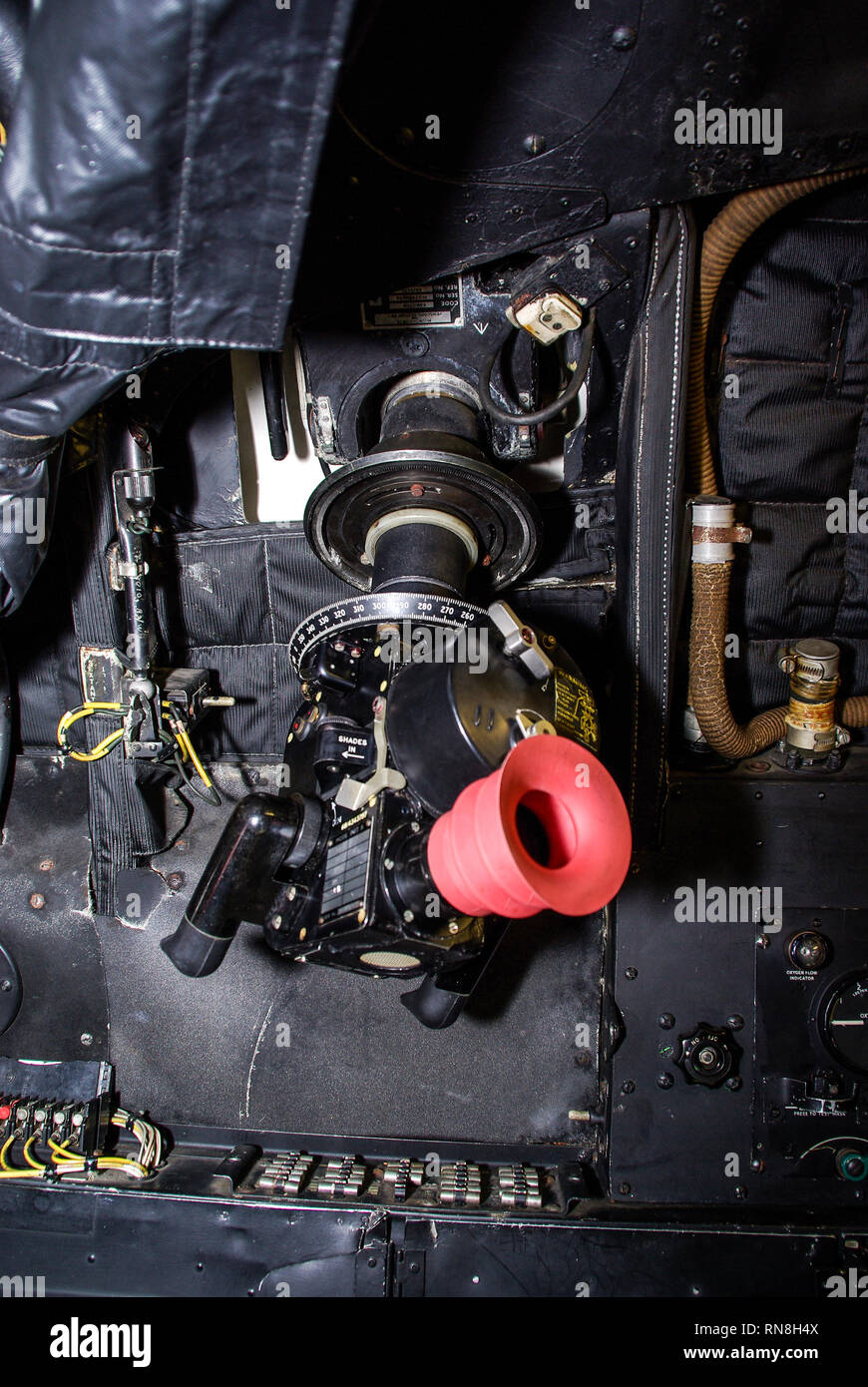 Sextant dans une RAF Avro Vulcan B2 bomber nucléaire de la guerre froide. Sauvegarde de secours en cas de défaillance de l'instrument. Utilisé pour l'astronavigation, Celestial Navigation Banque D'Images