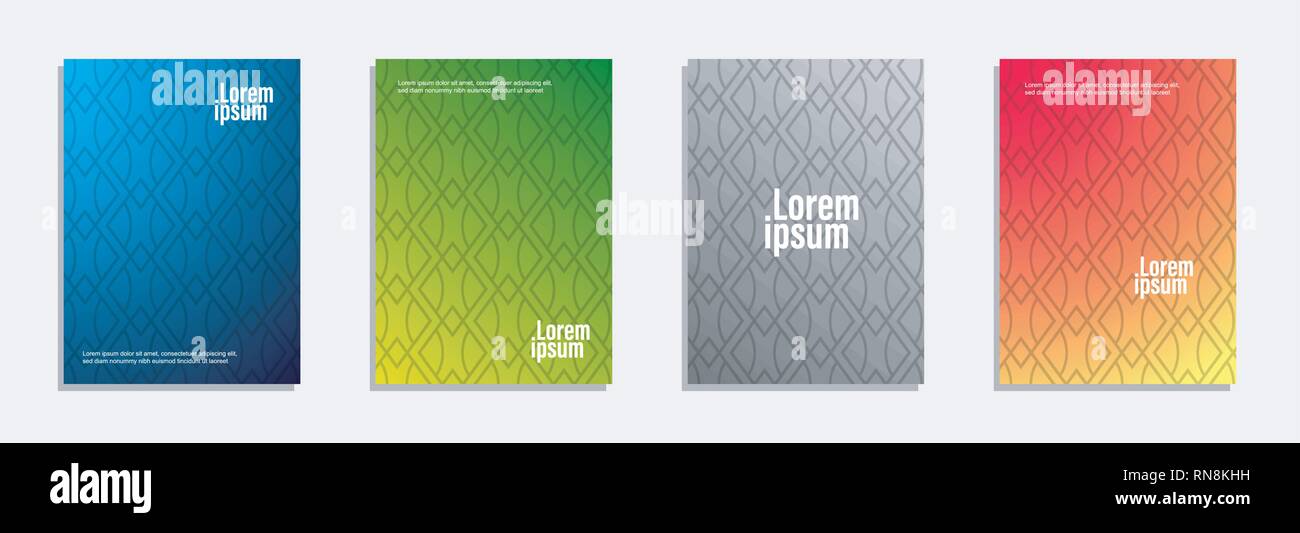 Conception de la couverture colorée et moderne. Ensemble de motif géométrique Conception d'arrière-plan Illustration de Vecteur