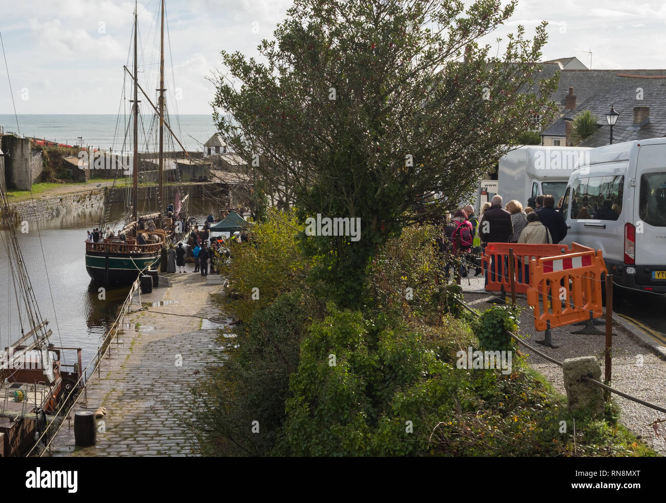 Tournage de Poldark à Charlestown, Cornwall, Angleterre Banque D'Images