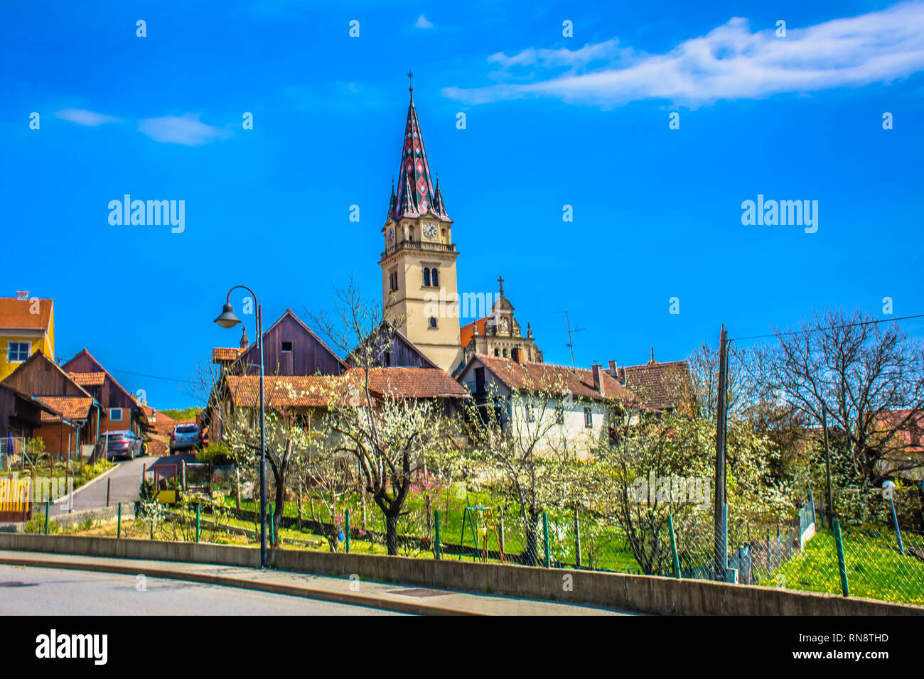 Vue panoramique au sanctuaire historique dans la région de Zagorje, Marija Bistrica. Banque D'Images