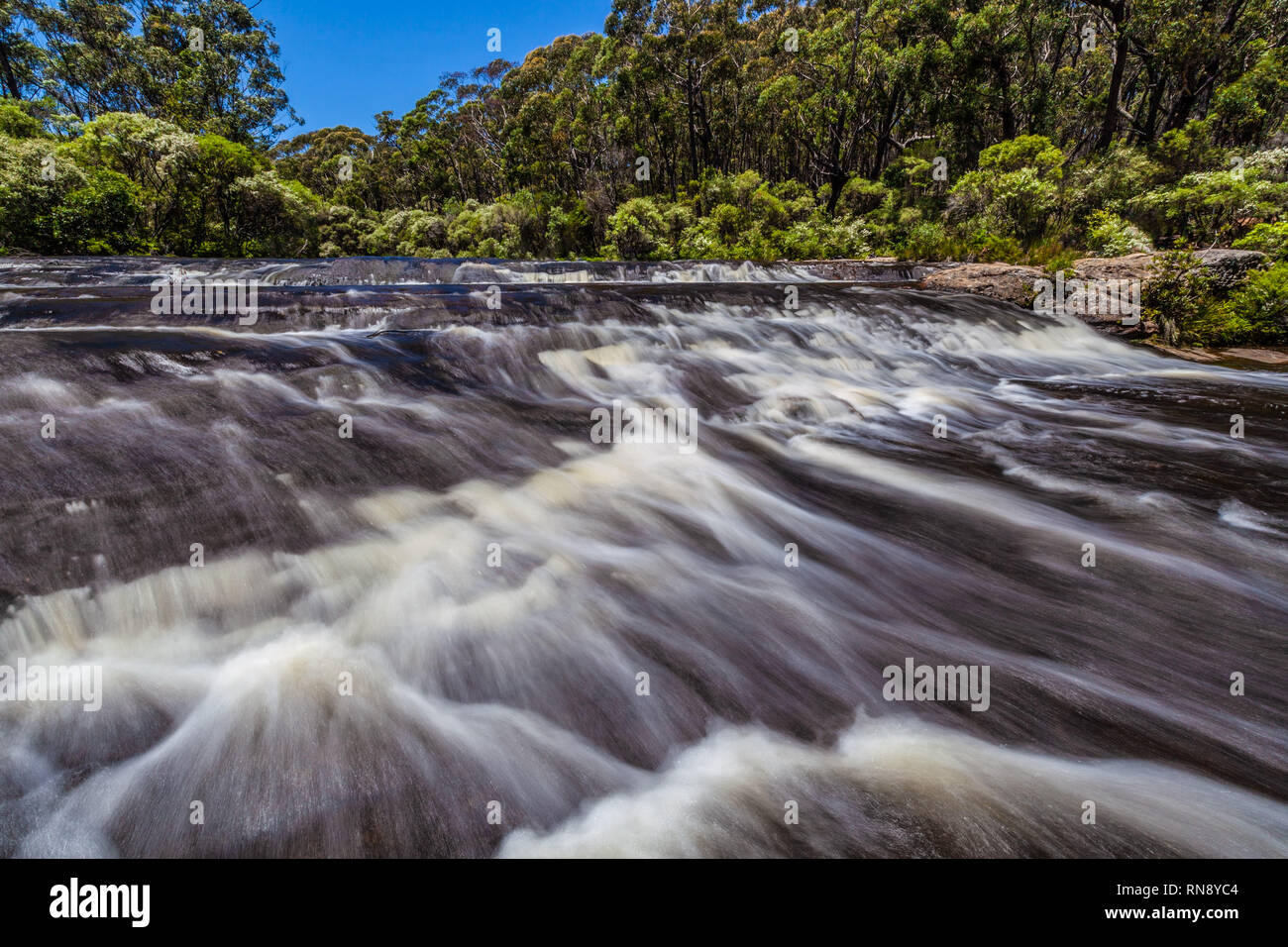 Blurred motion de l'écoulement de l'eau dans la rivière de kangourou, NSW, Australie Banque D'Images