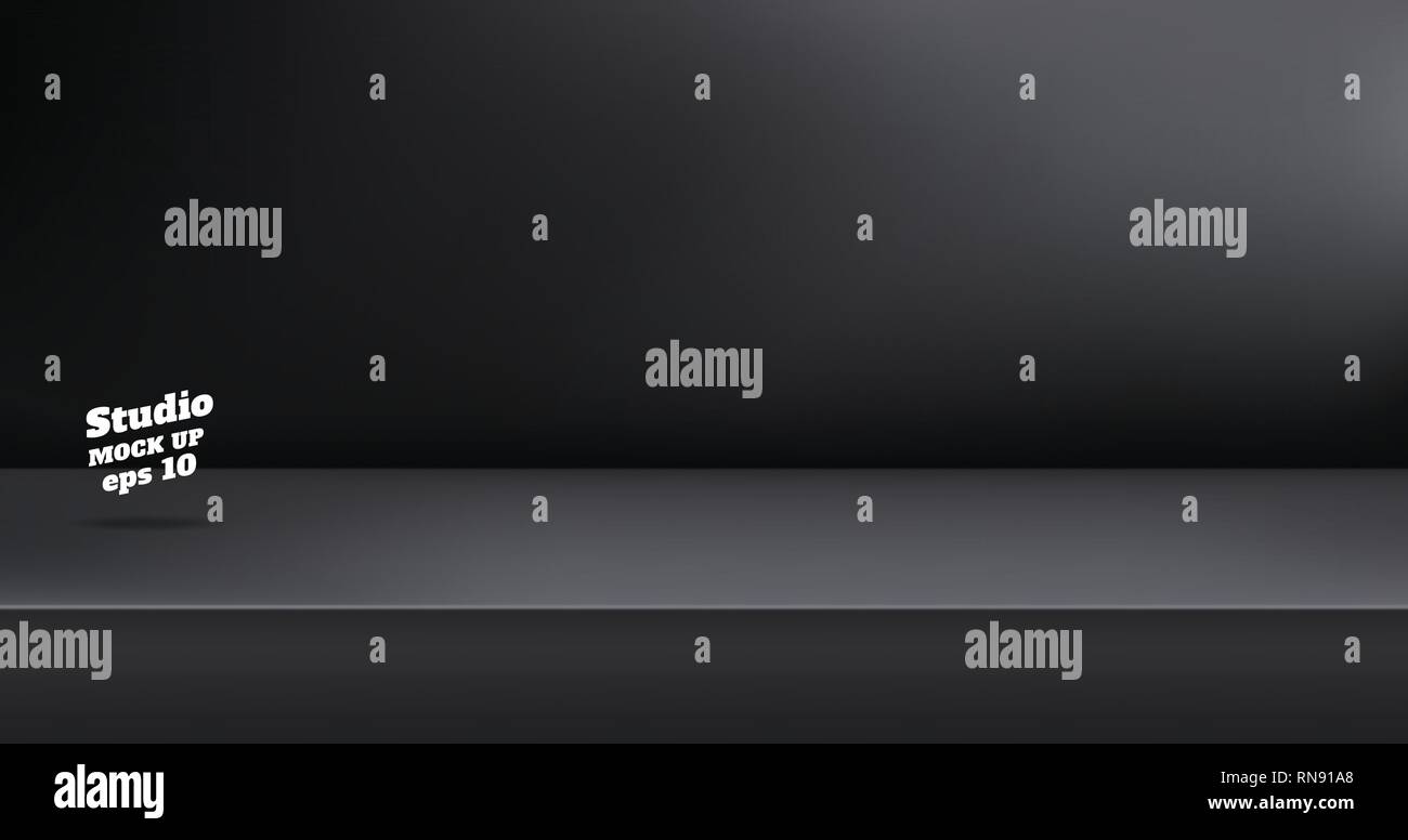 Vide,couleur noir table studio prix background, l'affichage des produits avec copie espace pour l'affichage de contenu design.bannière pour annoncer le produit w Illustration de Vecteur