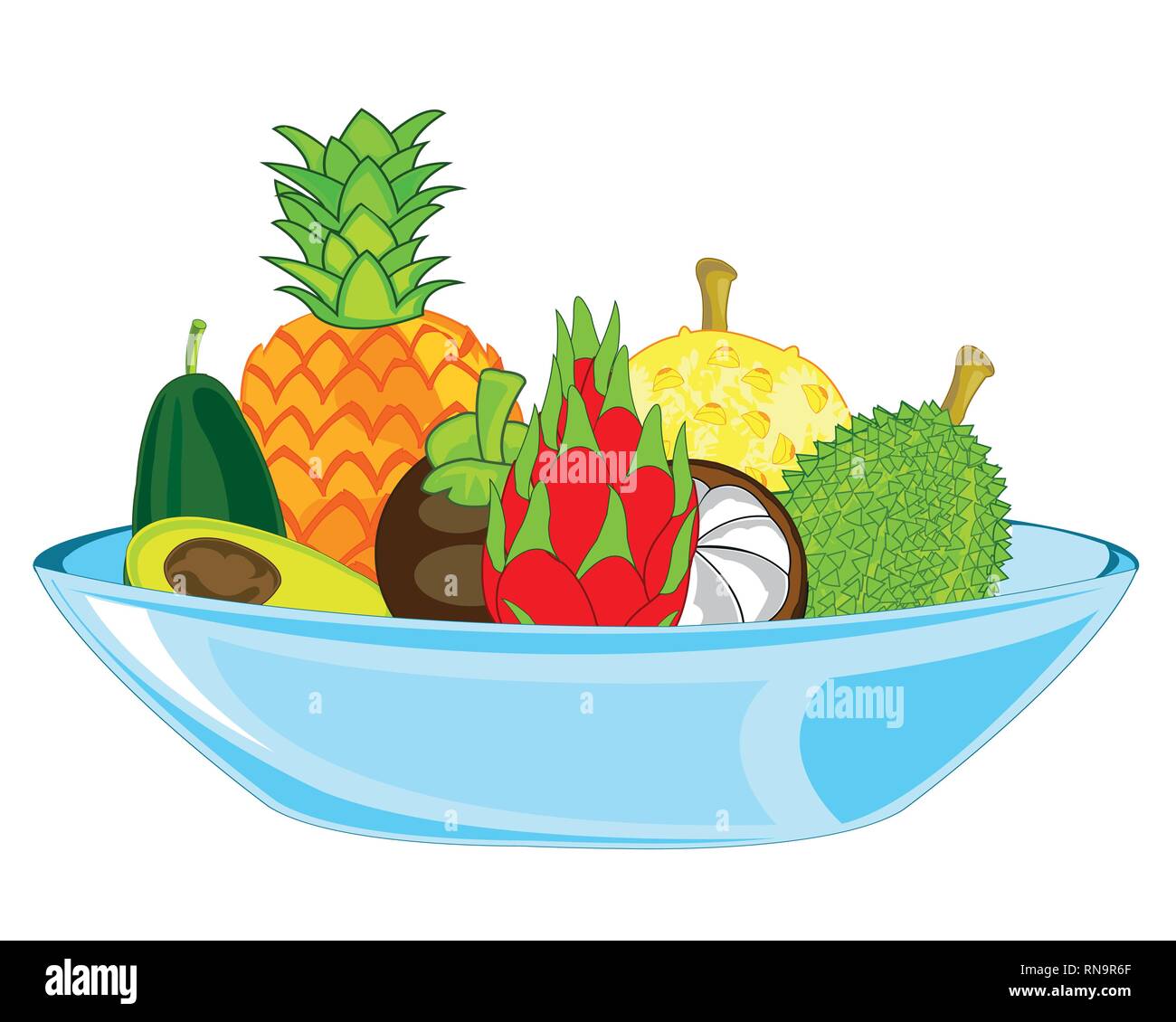 Illustration Vecteur de fruits tropicaux exotiques sur la plaque Illustration de Vecteur
