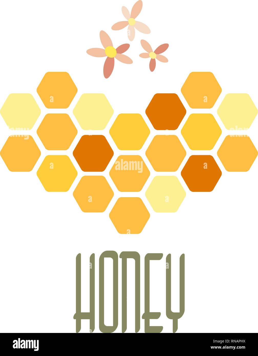 De miel en forme de cœur et l'inscription 'le miel.' L'illustration vectorielle. Eps 10 Illustration de Vecteur