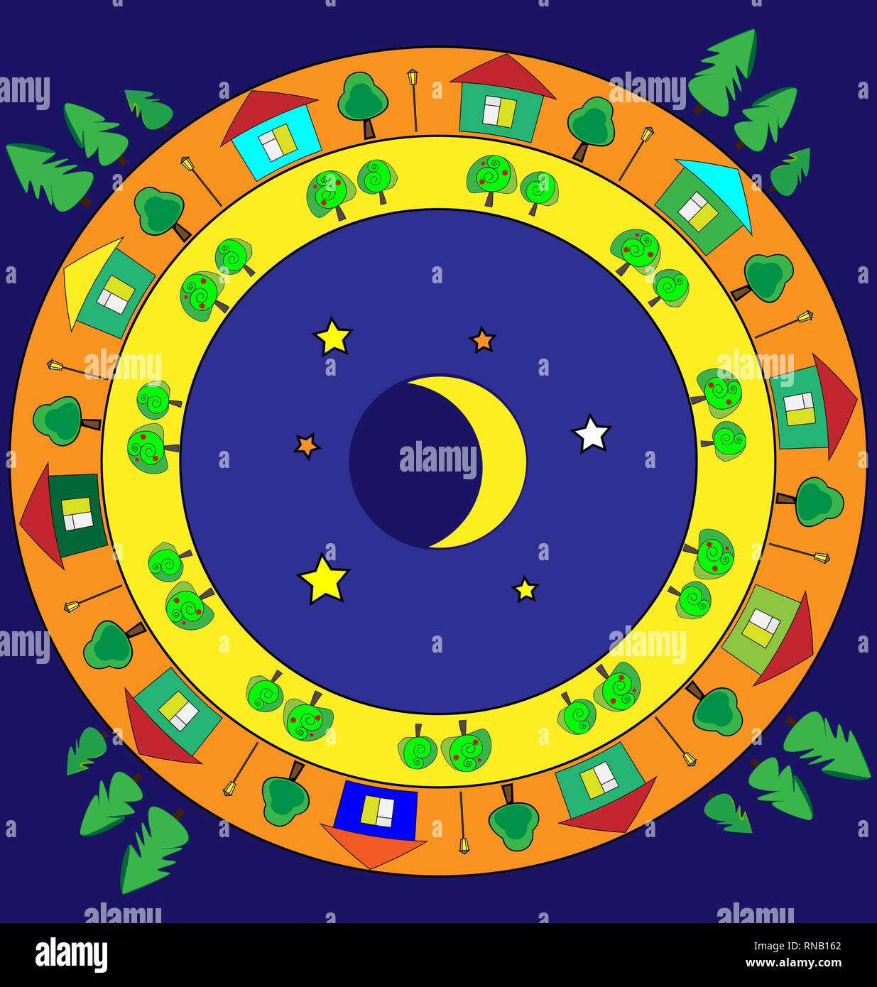 Résumé de l'image de couleur monde nocturne dans l'anneau Illustration de Vecteur