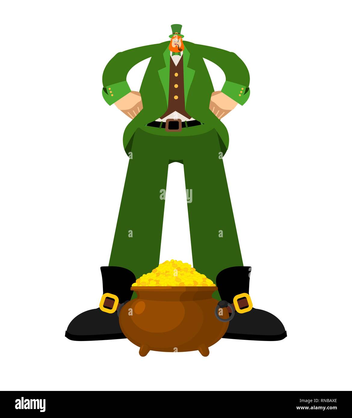 Big Leprechaun et l'or. Grande naine rouge. St.Patrick 's jour vacances irlandais Illustration de Vecteur