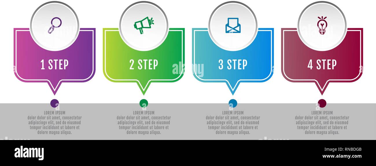Illustration 3D de vecteur moderne de visualisation de données. Infographic template avec quatre éléments, d'options et de cercles. Conçu pour les entreprises, des présentations Illustration de Vecteur