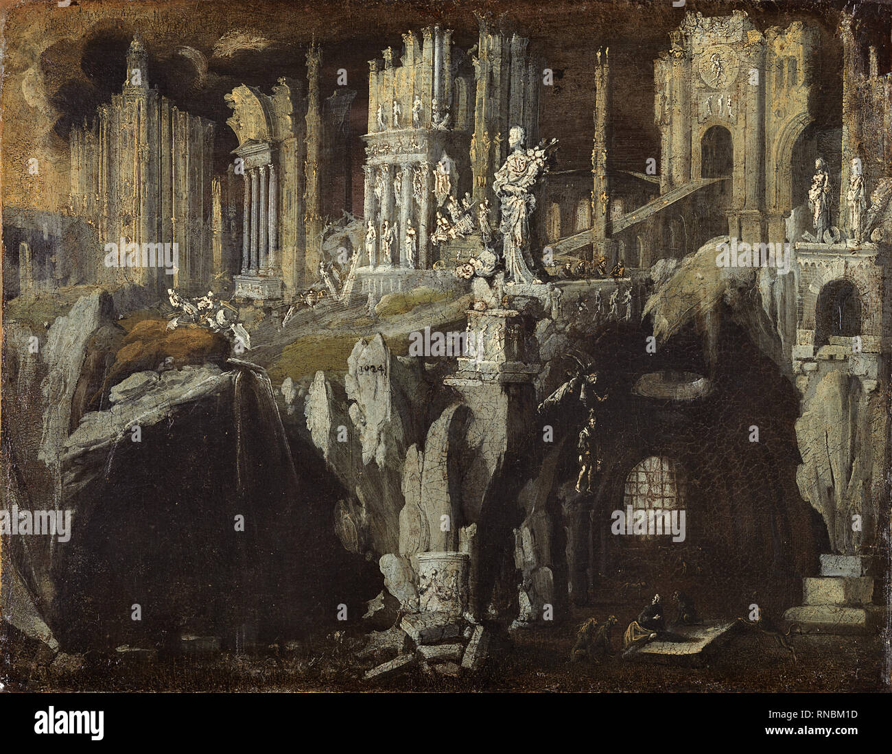 François de Nomé (Metz, ca. 1593-Naples, après 1644). Daniel dans la fosse aux lions (1624). Huile sur toile. 36,5 x 46 cm. Musée : Musée national Musée Thyssen-Bornemisza, Madrid. Auteur : NOME, FRANÇOIS DE. Banque D'Images