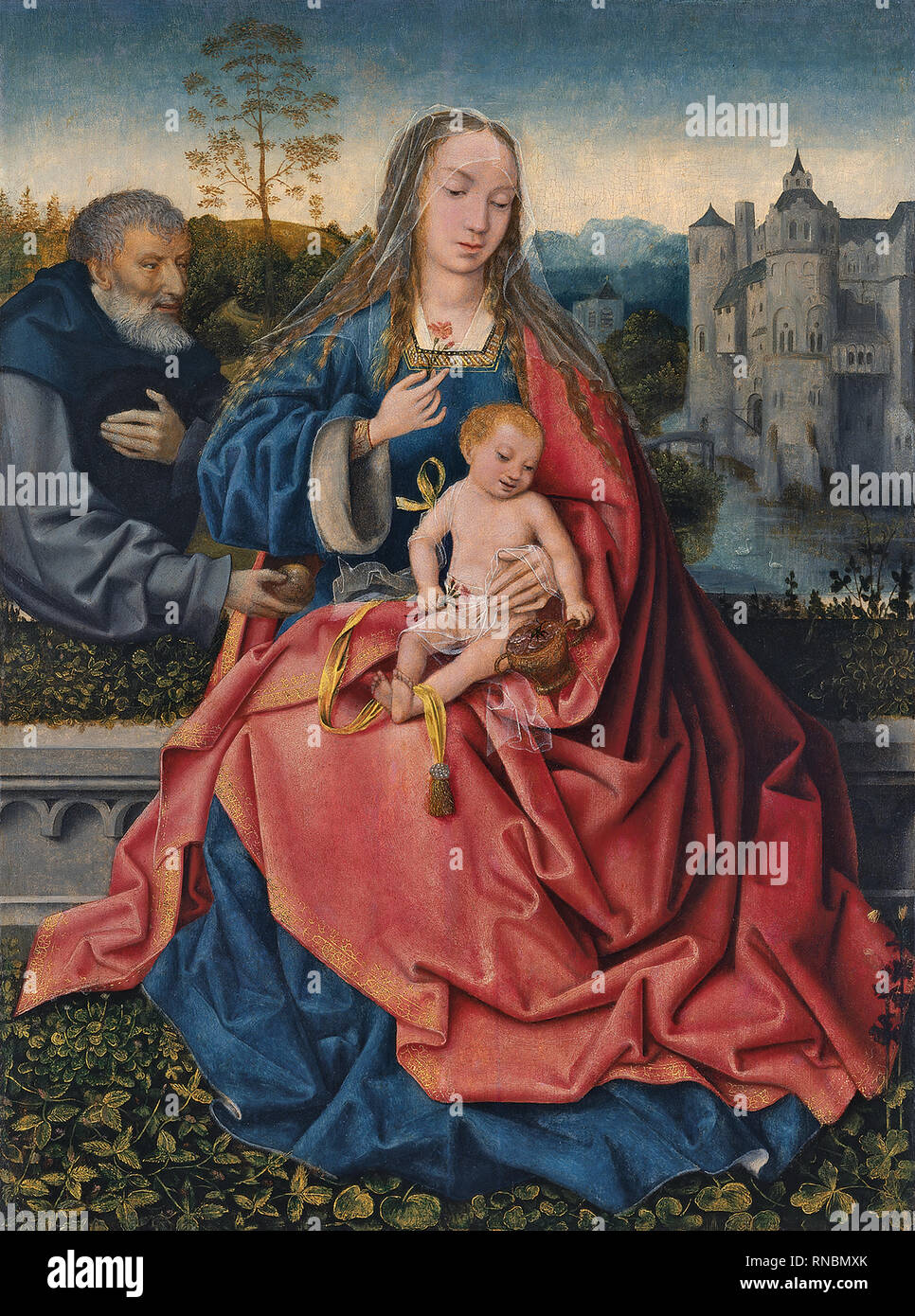 Maître de Francfort (( ?), 1460 - Anvers 1533). La Sainte Famille (ca. 1508). Huile sur panneau. 76 x 57 cm. Musée : Musée national Musée Thyssen-Bornemisza, Madrid. Banque D'Images