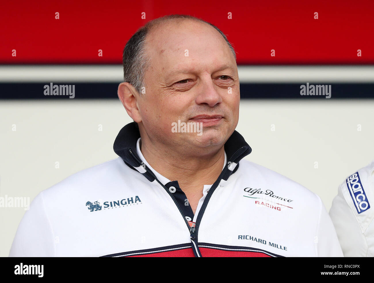 Le directeur principal de l'équipe Alfa Romeo Frédéric Vasseur au cours de la première journée des essais de pré-saison au circuit de Barcelona-Catalunya. Banque D'Images