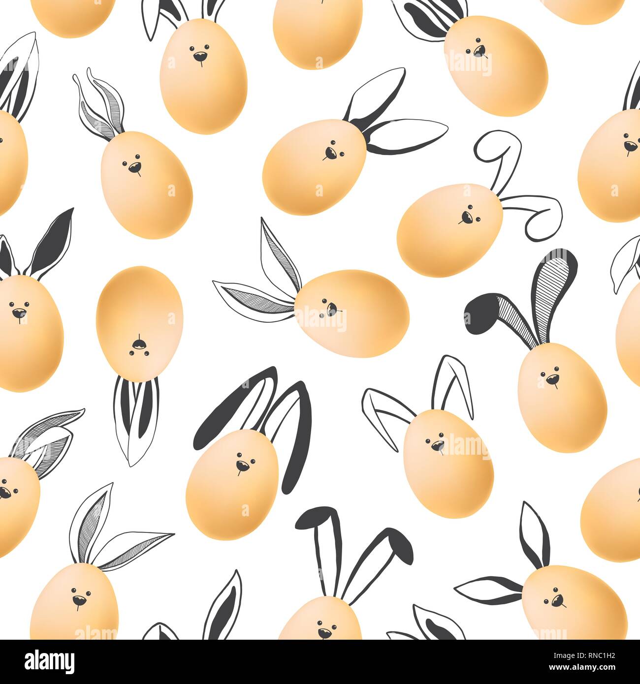 Modèle transparent avec les oeufs et réaliste des éléments dessinés à la main. Vector Illustration de Vecteur