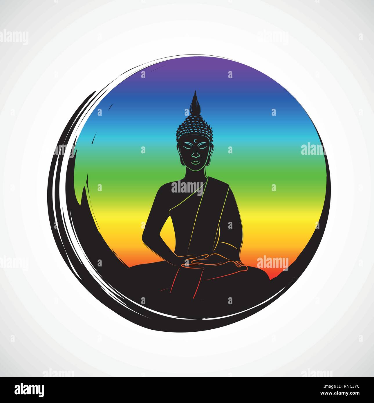 Cercle coloré avec la méditation zen bouddha silhouette vector illustration EPS10 Illustration de Vecteur