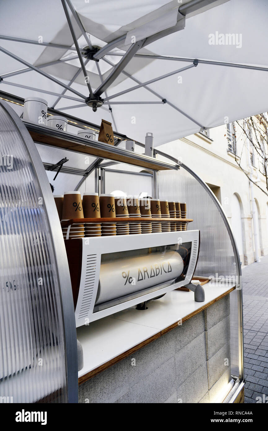 Présentoir de café Arabica à Beaupassage - rue du bac - Paris - France Banque D'Images