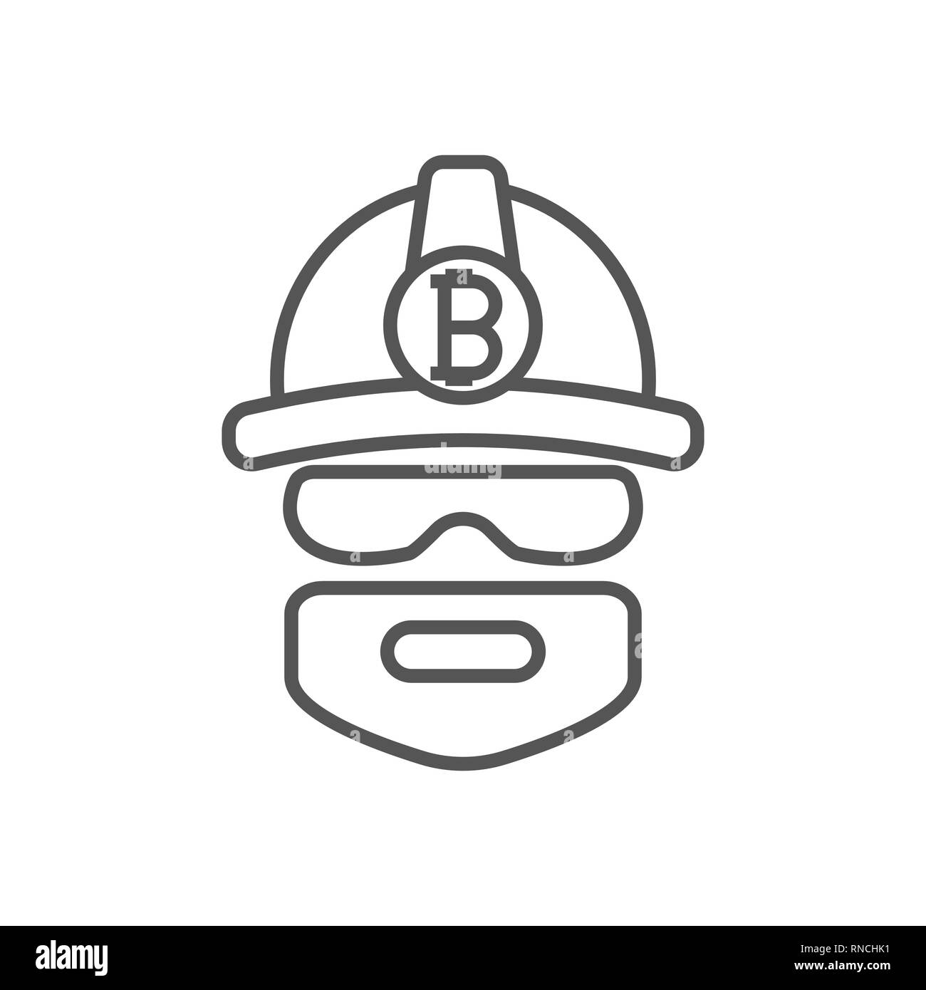 L'extraction minière Bitcoin bitcoins. Logo mineur. Bitcoin minière Devises Crypto. Vector illustration. Course modifiable Illustration de Vecteur