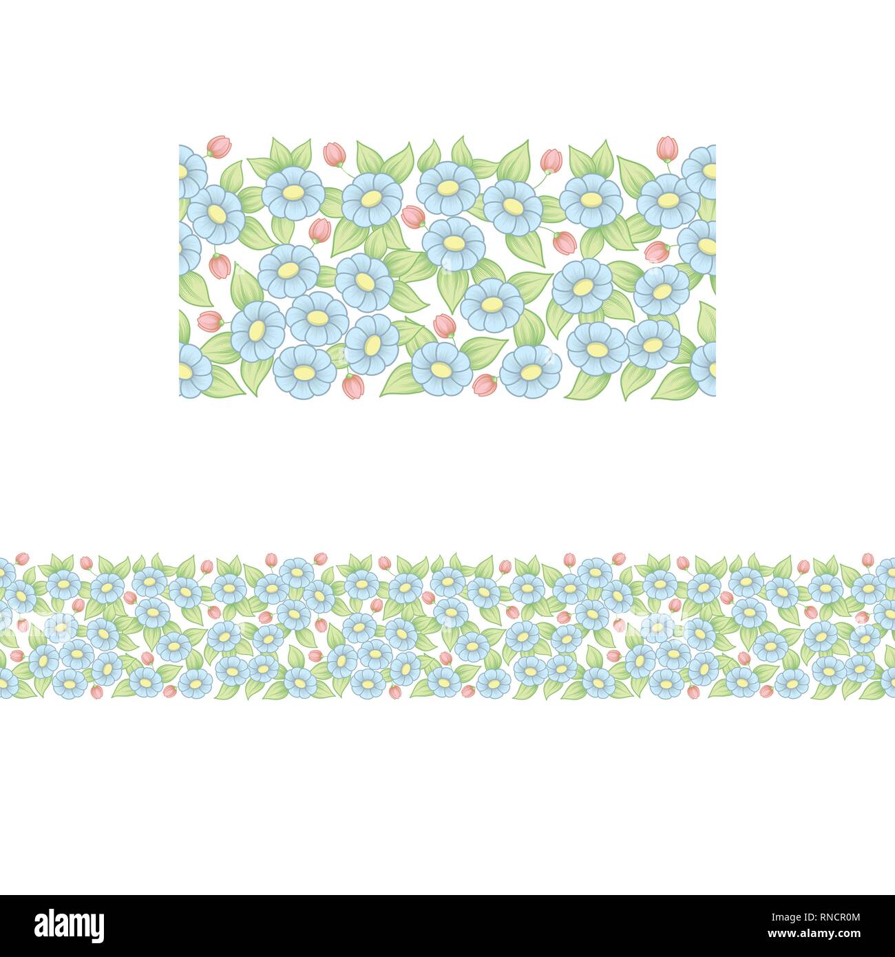 Seamless floral motif horizontal daisy pastel isolé sur fond blanc Illustration de Vecteur