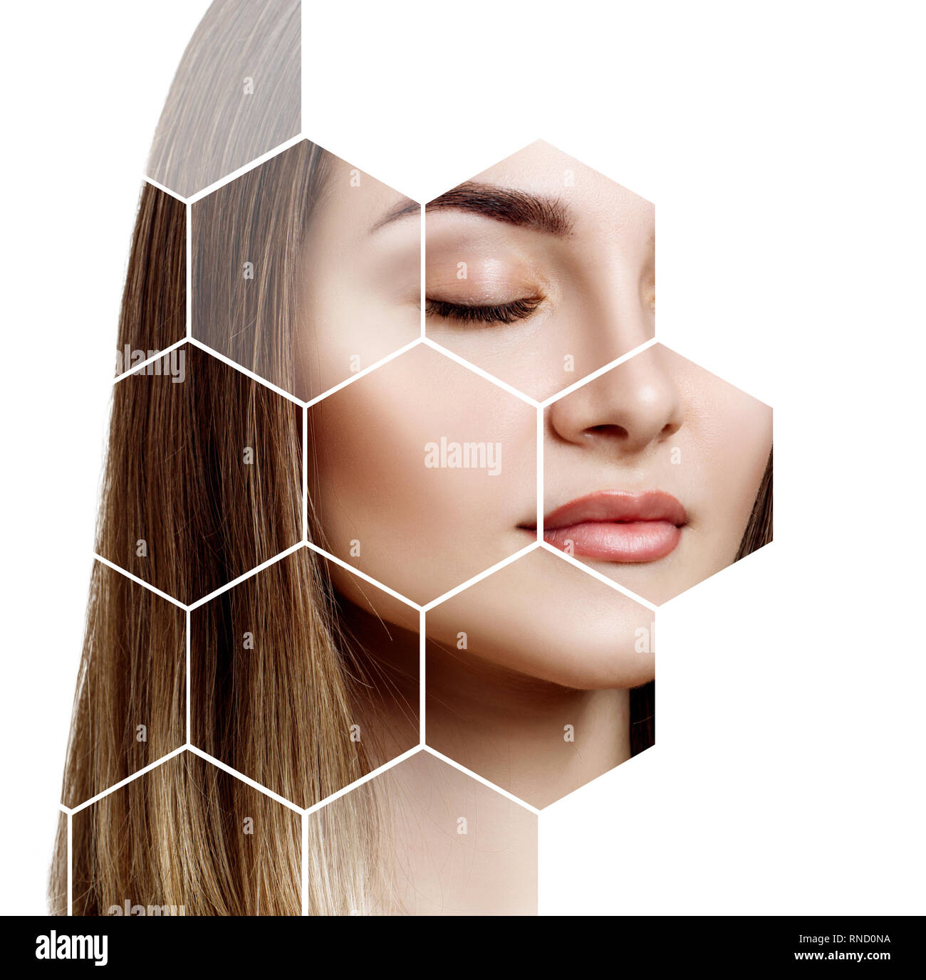 Beau visage féminin en miel. Banque D'Images