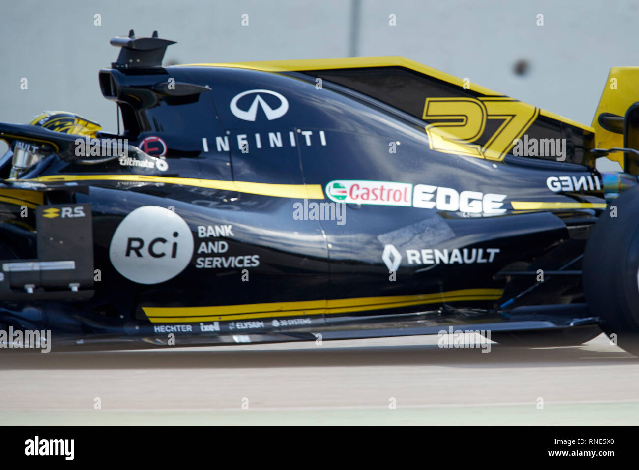 Barcelone, Espagne. Feb 18, 2019. Nicolas Hülkenberg (Renault F1 Team) vu en action au cours de l'hiver jours d'essai sur le circuit de Catalunya à Montmelo (Catalogne). Credit : SOPA/Alamy Images Limited Live News Banque D'Images