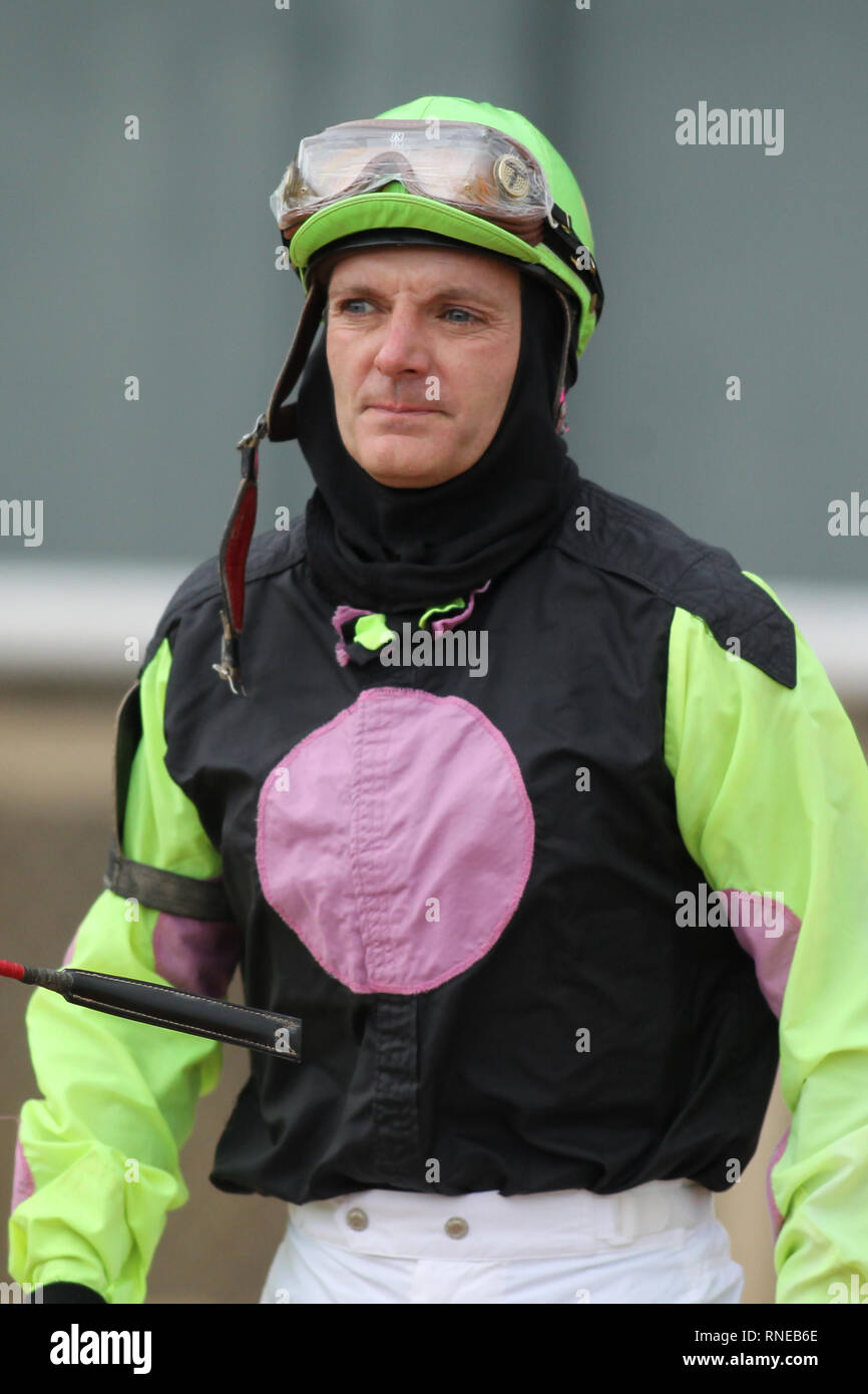 18 février 2019 - Hot Spring, AR, États-Unis - Février 18, 2019 : Jockey Terry Thompson avant l'exécution de la sud-ouest de piquets à Oaklawn Park Hot Spring, AR le 18 février 2019. Â©Justin Manning/Eclipse/CSM Sportswire Banque D'Images