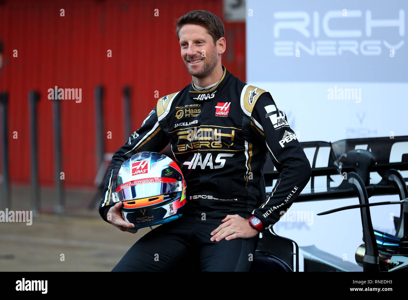 Montmelo, Espagne. Feb 18, 2019. Romain Grosjean Haas VF-19 Montmelo Barcelone 18-02-2019 Circuit de Catalunya 2019 Test Formule 1 Foto Federico Basile/Insidefoto insidefoto Crédit : srl/Alamy Live News Banque D'Images