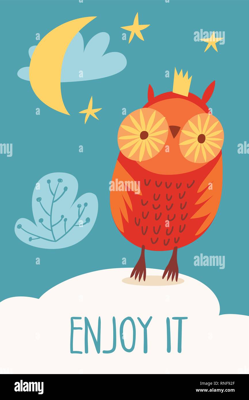 Joyeux Anniversaire Chouette Carte Cute Cartoon Vector Illustration Graphic Design Image Vectorielle Stock Alamy