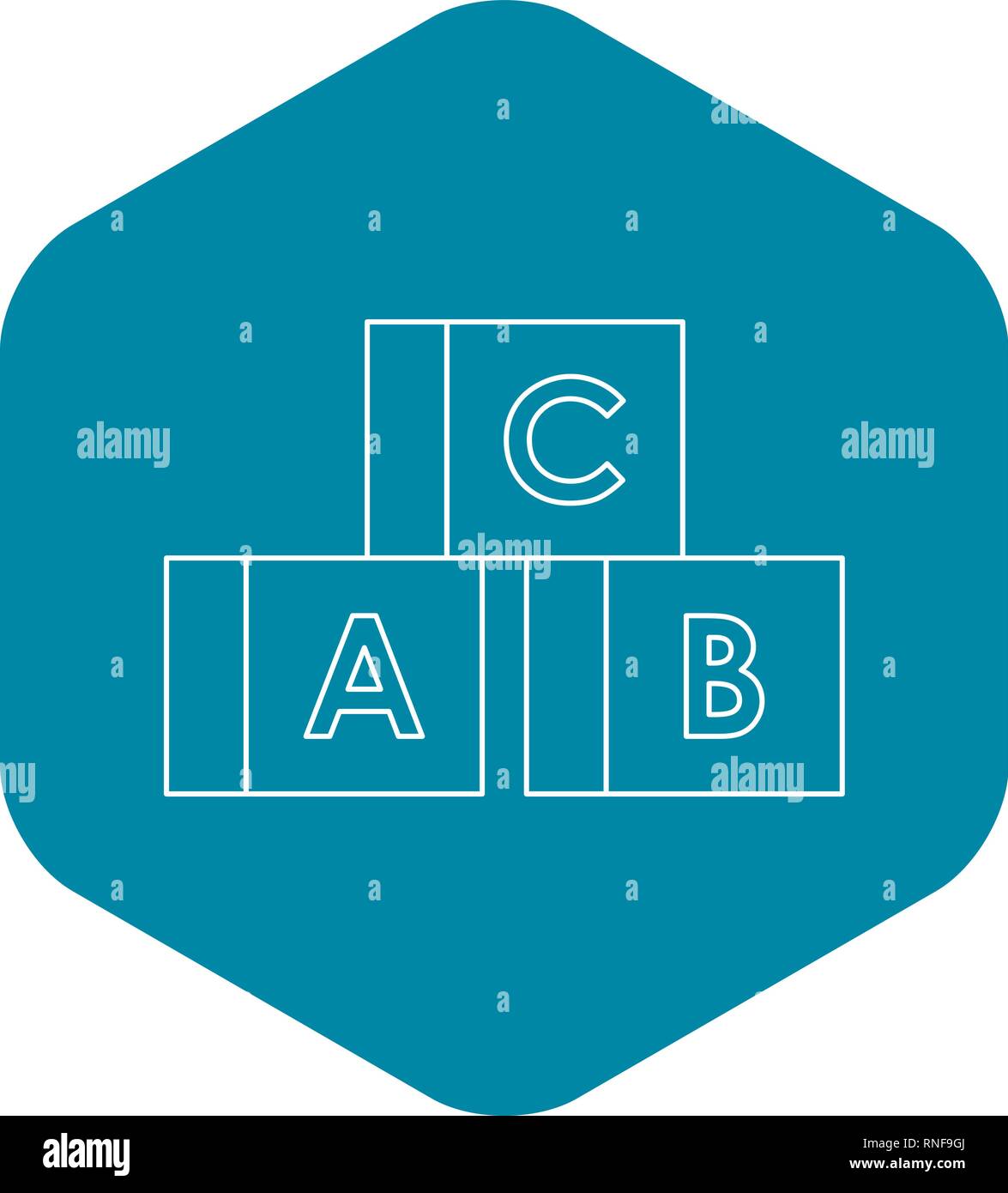Cubes avec les lettres A,B,C, icône de style contour Illustration de Vecteur