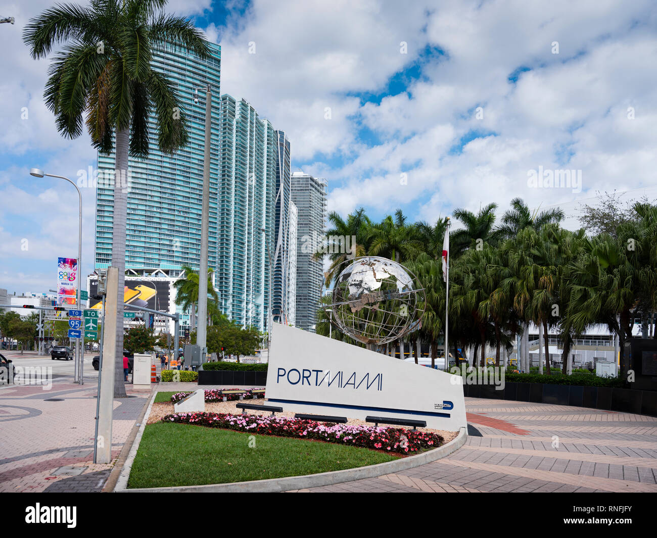 L'entrée du port de Miami Banque D'Images