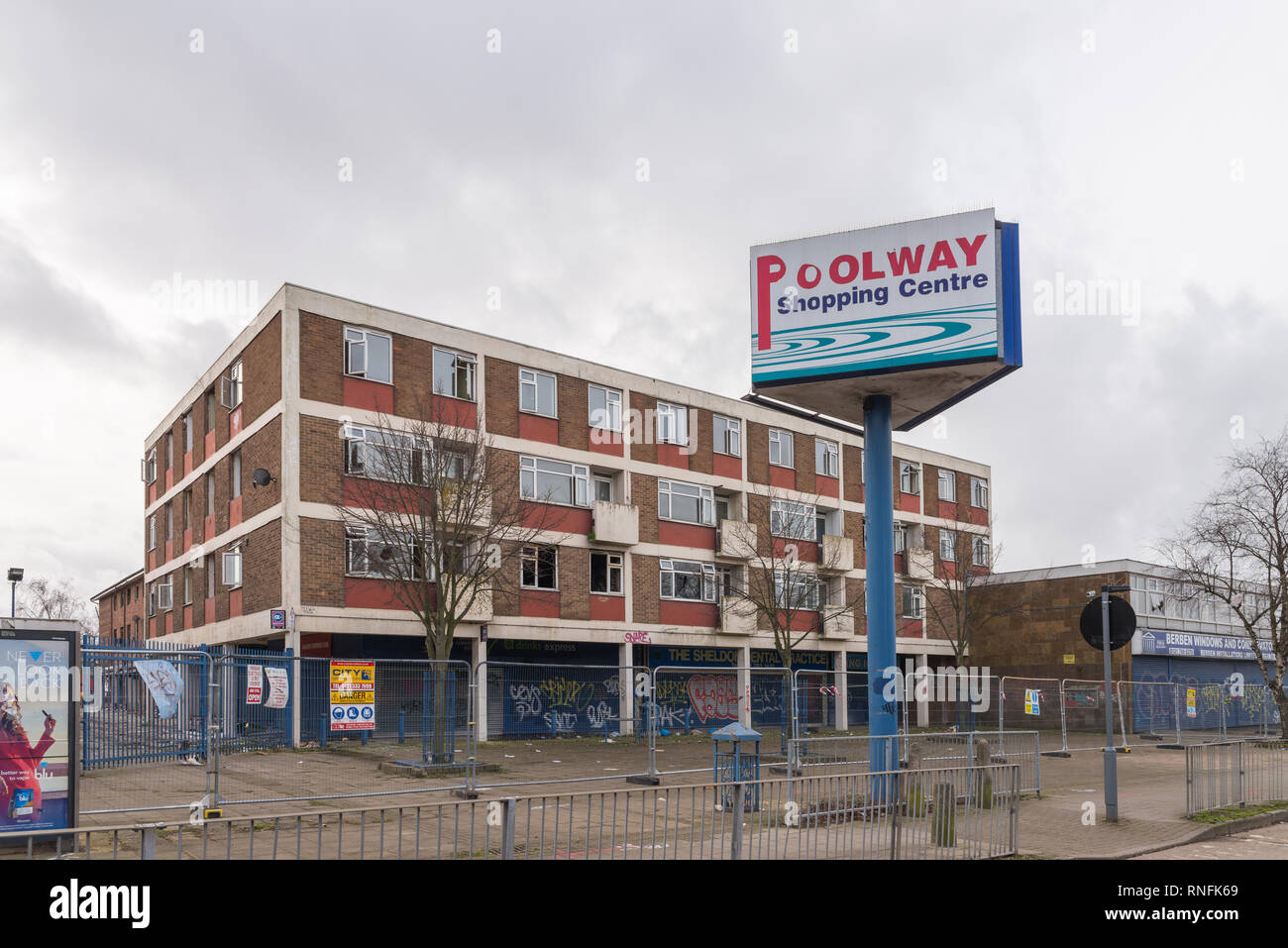 Le centre commercial d'Poolway Garretts vert, Yardley, Birmingham après démolition attend d'expropriations par Birmingham City Council Banque D'Images