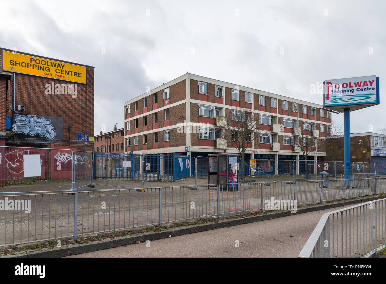 Le centre commercial d'Poolway Garretts vert, Yardley, Birmingham après démolition attend d'expropriations par Birmingham City Council Banque D'Images