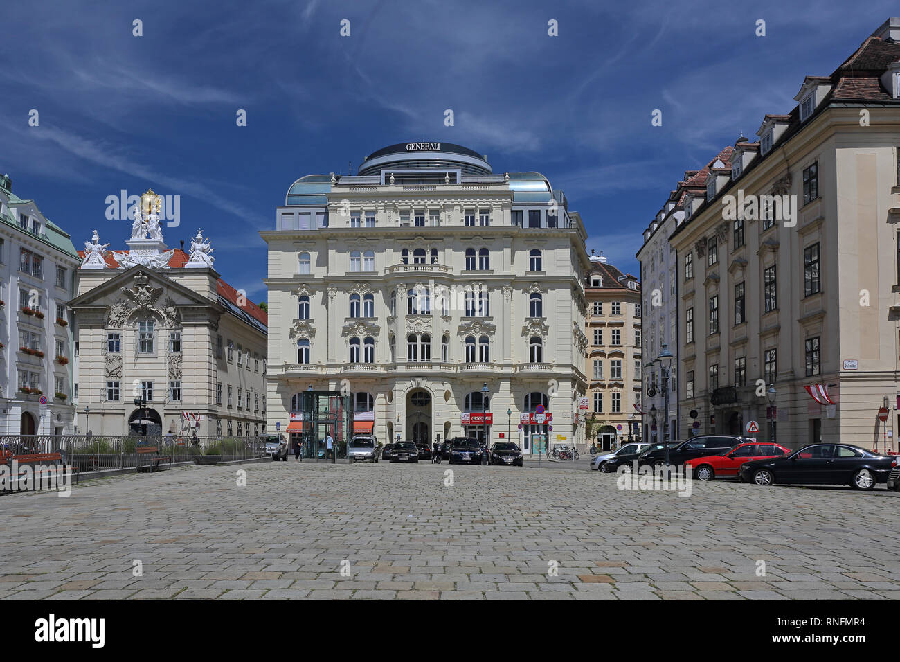 Vienne, Autriche - 11 juillet 2015 : la compagnie d'assurance Generali au bâtiment de la place Am Hof à Vienne, Autriche. Banque D'Images