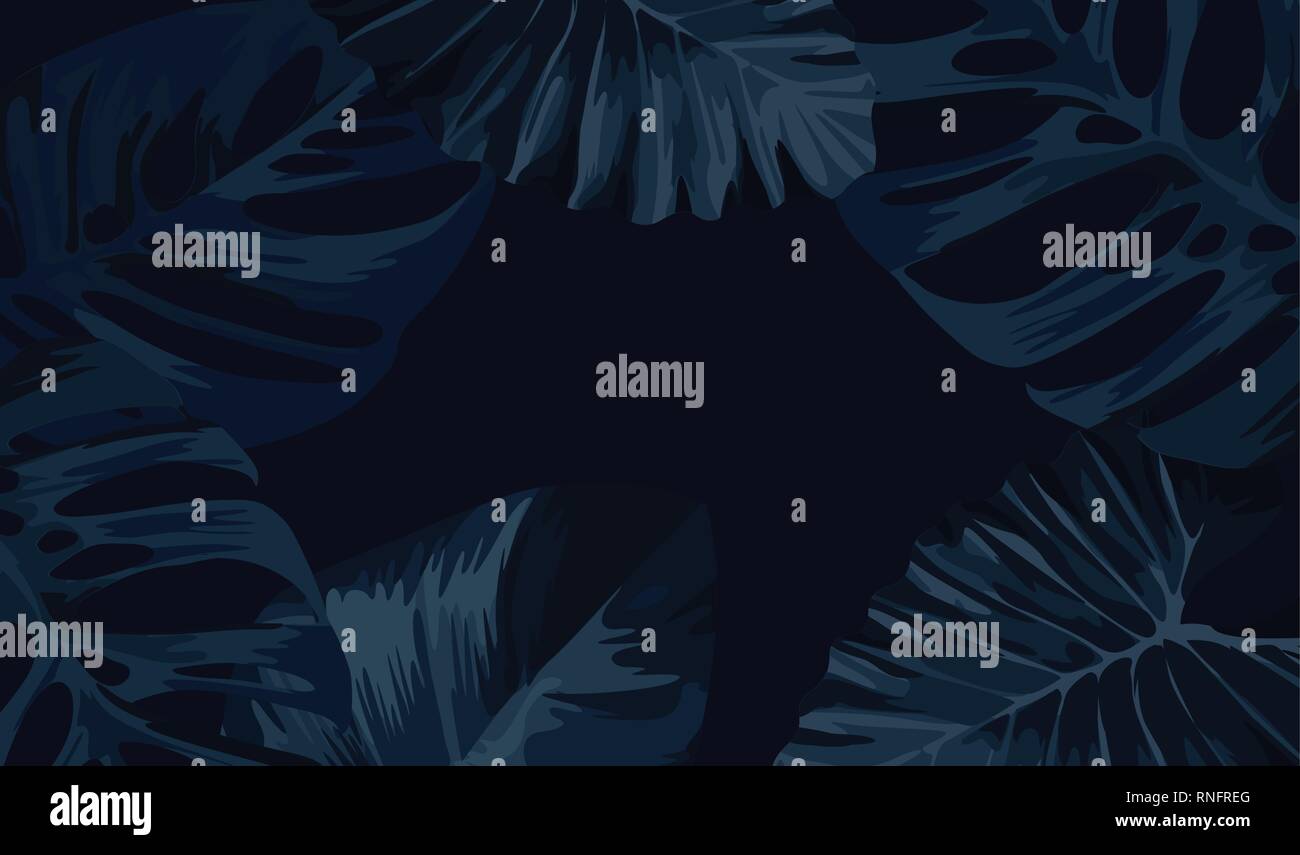 Un cadre tropical avec arrière-plan foncé feuilles de palmier. Vector illustration. Illustration de Vecteur