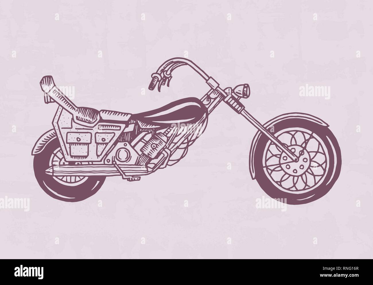 Vintage Retro moto, vélo. Extreme Biker Transport dans un style ancien. Gravé à la main pour imprimer des affiches et croquis monochromes bannière. Illustration de Vecteur