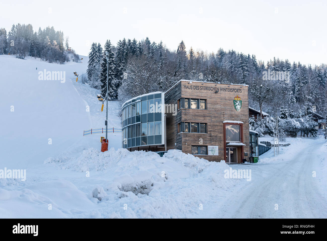 Haus des Sports d'steirischen - Hauser Kaibling - Autriche's top des stations de ski, reliées entre elles, montagnes 4 Schladminger Haus im Ennstal, Ski amade Banque D'Images