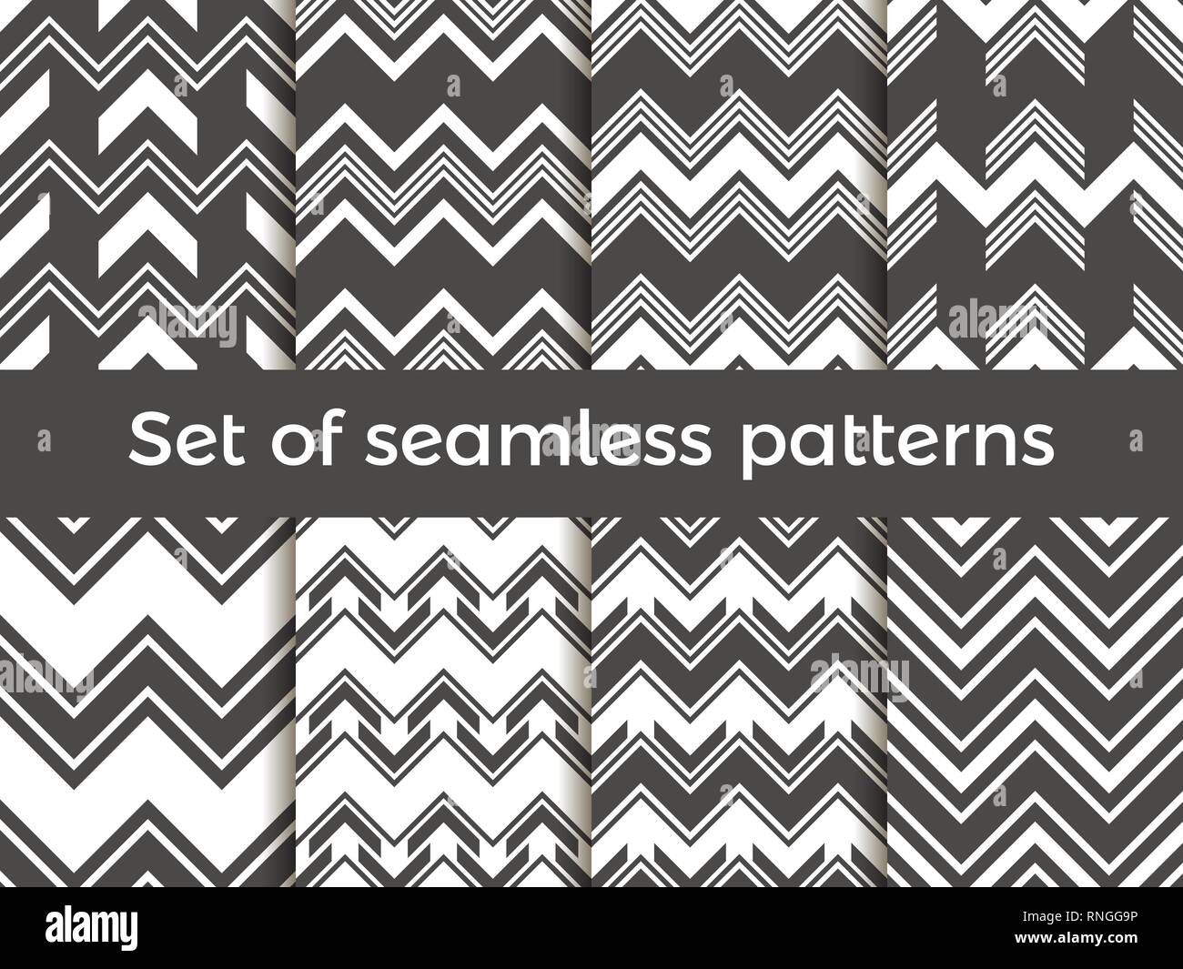 Zig Zag noir et blanc série de modèle uniforme. Vector illustration Illustration de Vecteur