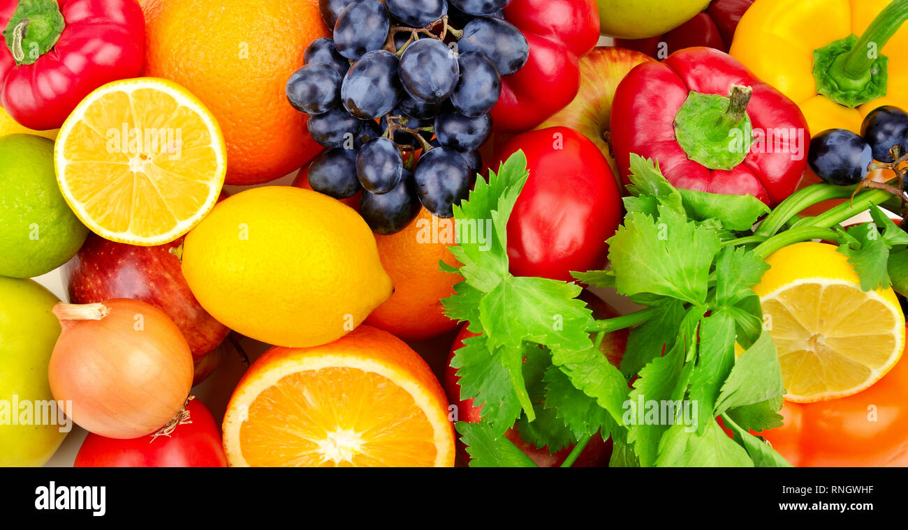 Arrière-plan de différents fruits et légumes Banque D'Images