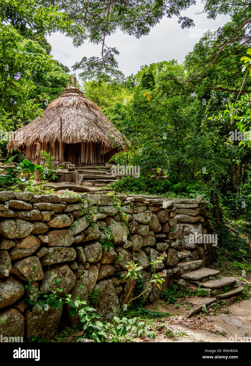 Pueblito Chairama Hut, Kogi, Parc Naturel National Tayrona, département de Magdalena, Caraïbes, Colombie Banque D'Images