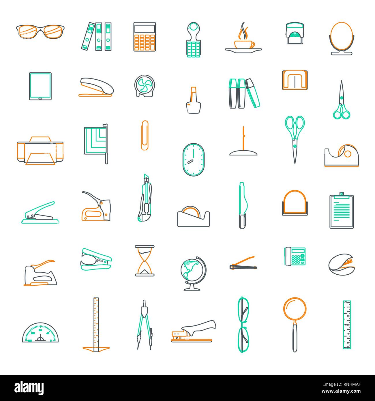 Ligne vectorielle icons Set dans télévision bureau de design et d'affaires avec des éléments pour les concepts et les applications web. Illustration de Vecteur