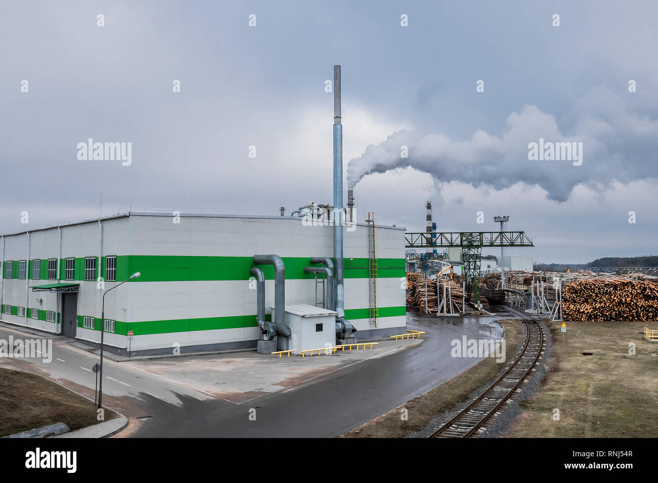 Bois d'automatisation en usine. L'usine de transformation du bois. Banque D'Images