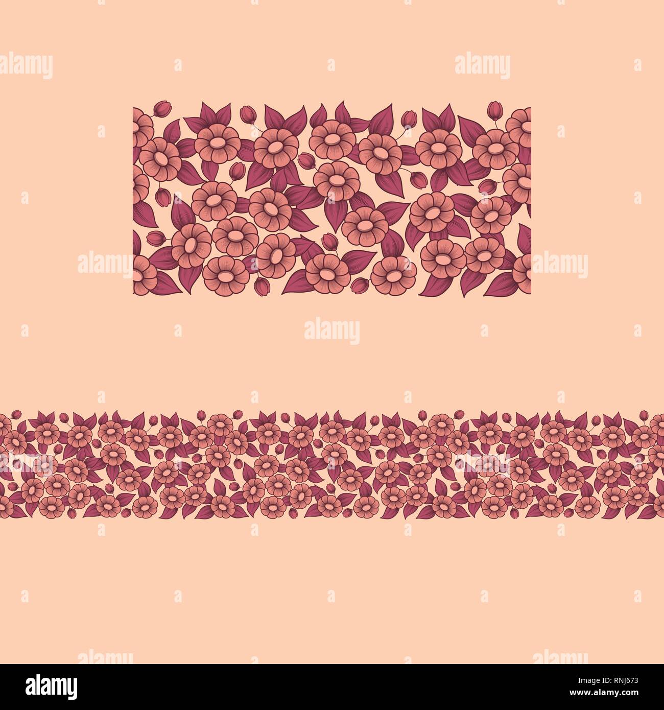 Couleur corail horizontale florale motif de fond Illustration de Vecteur