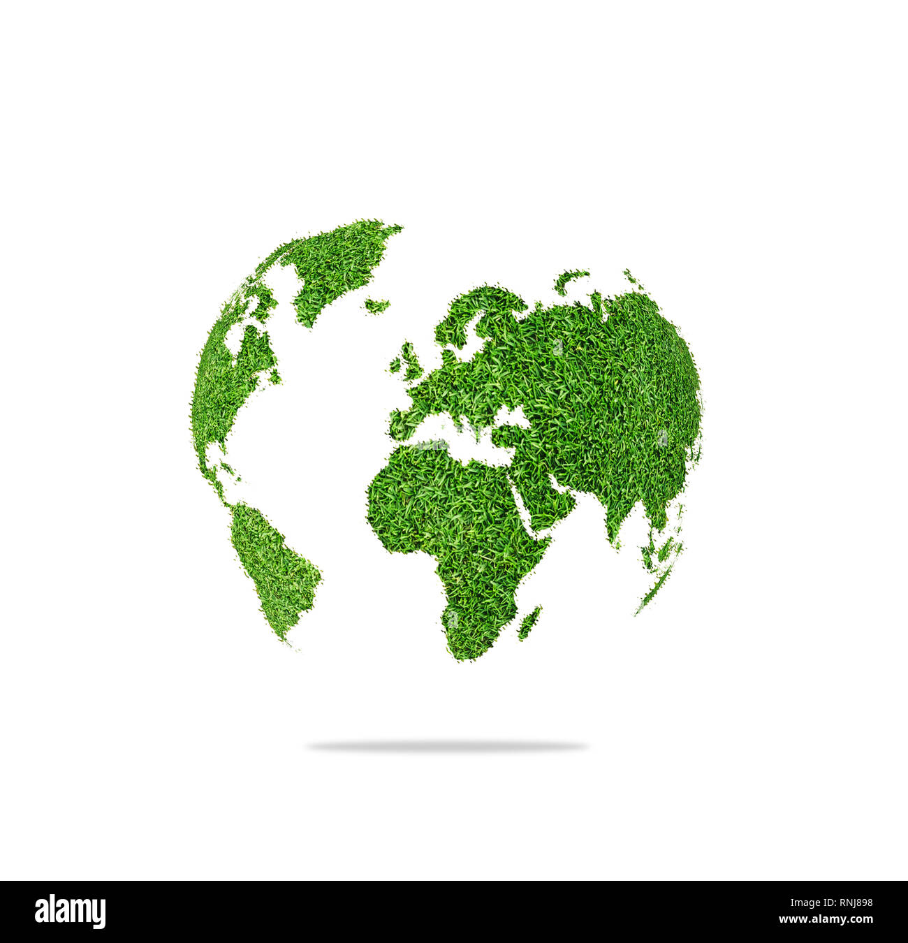 World globe forme d'herbe verte isolée sur fond blanc Banque D'Images