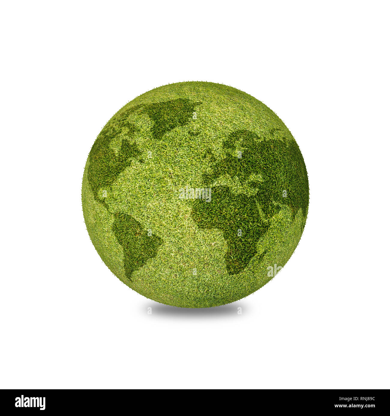 World globe forme d'herbe verte isolée sur fond blanc Banque D'Images