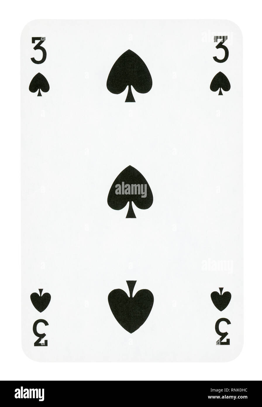 Trois de pique jeu de carte - isolated on white (chemin inclus) Banque D'Images